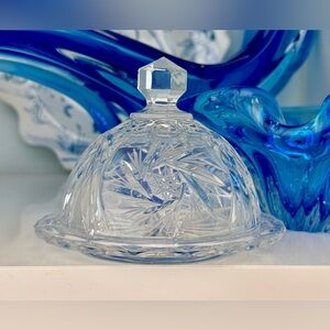 Vintage Pinwheel Crystal Dish / Butter Dish